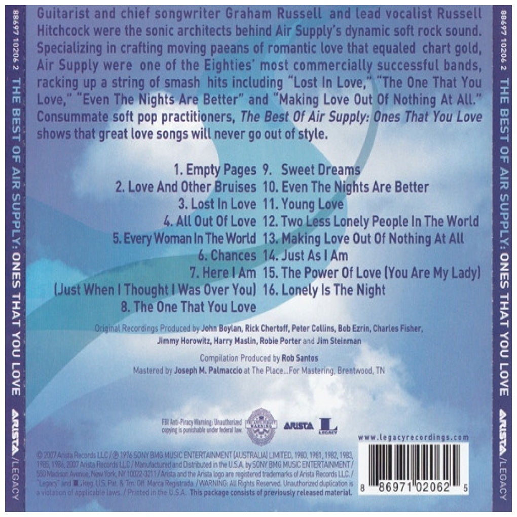 AIR SUPPLY - ONES THAT YOU LOVE: BEST OF AIR SUPPLY | CD