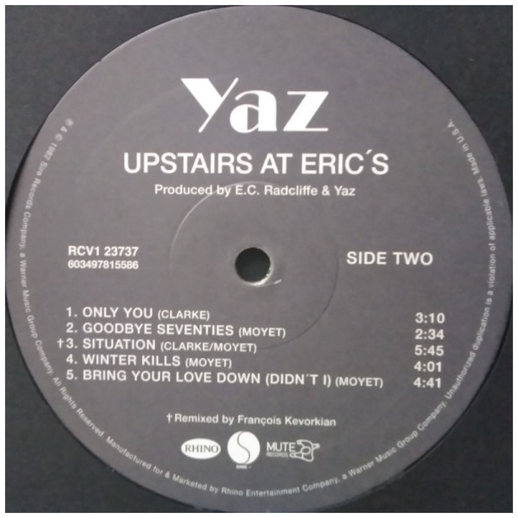 YAZOO - UPSTAIRS AT ERIC'S (ULTRA CLEAR VINYL) (2025) | VINILO