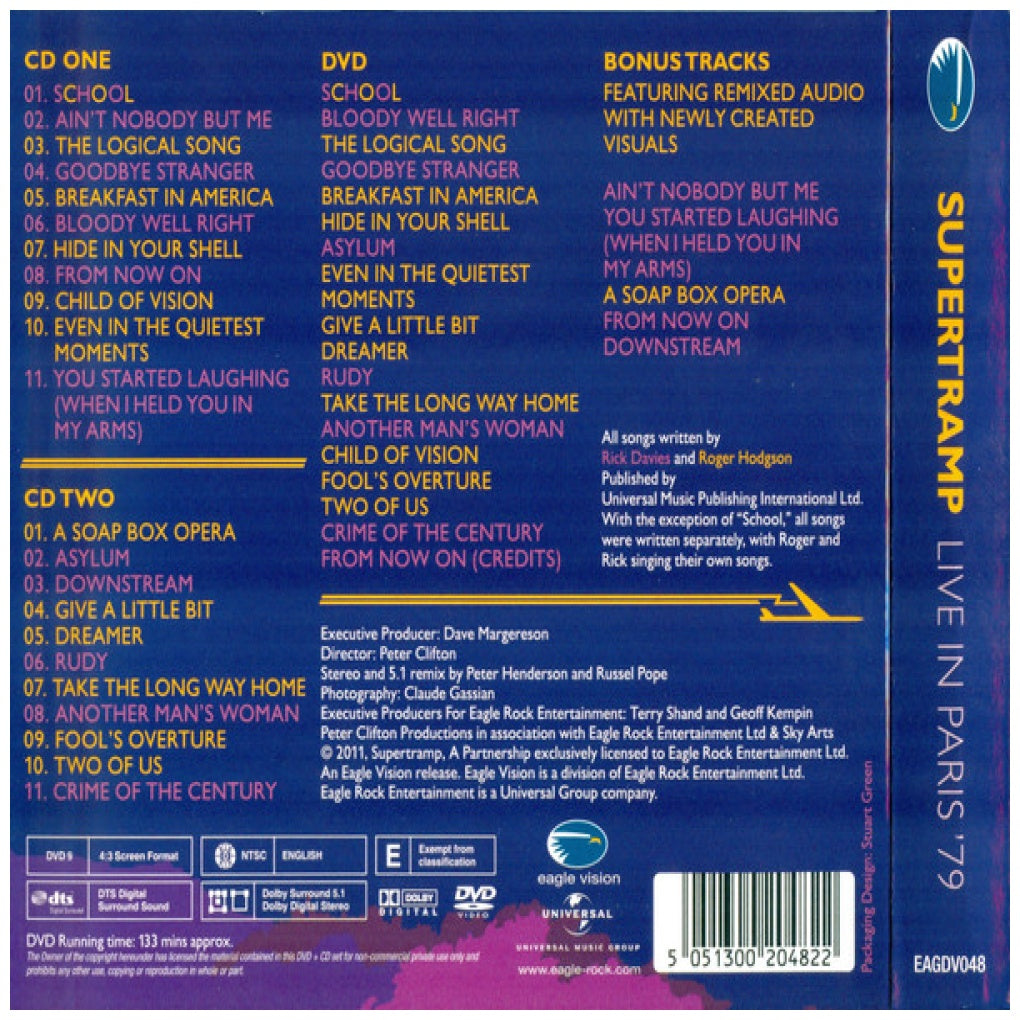 SUPERTRAMP - LIVE IN PARIS '79 (2CD+DVD) | CD