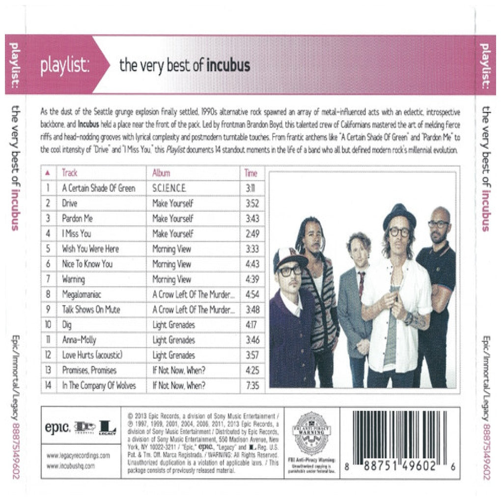 INCUBUS - PLAYLIST: VERY BEST OF INCUBUS | CD