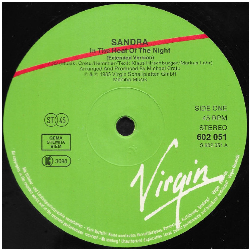 SANDRA - IN THE HEAT OF THE NIGHT | 12" MAXI SINGLE VINILO USADO