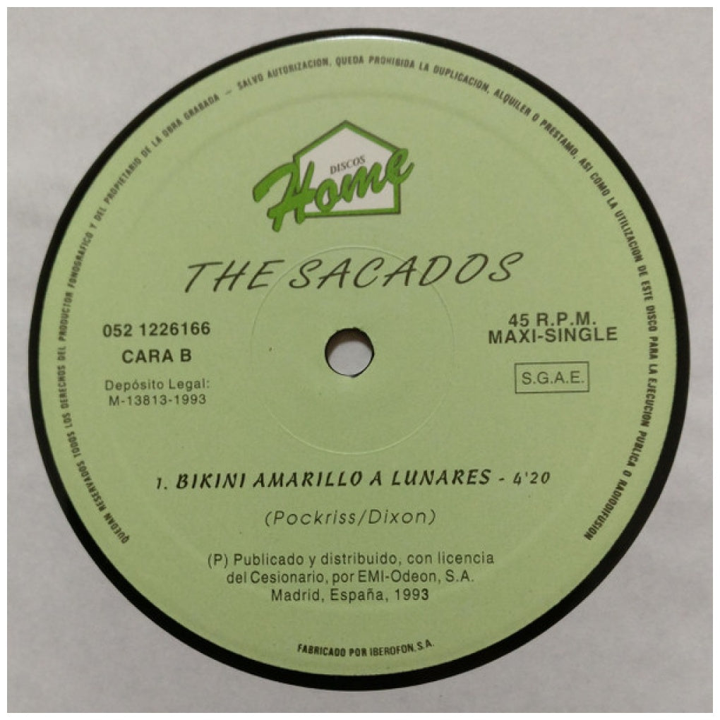 THE SACADOS - MAMBO JAMBO/BIKINI A LUNARES AMARILLO | 12" MAXI SINGLE VINILO USADO