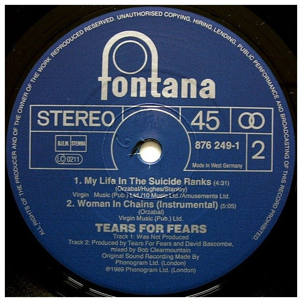 TEARS FOR FEARS - WOMAN IN CHAINS | 12" MAXI SINGLE VINILO USADO
