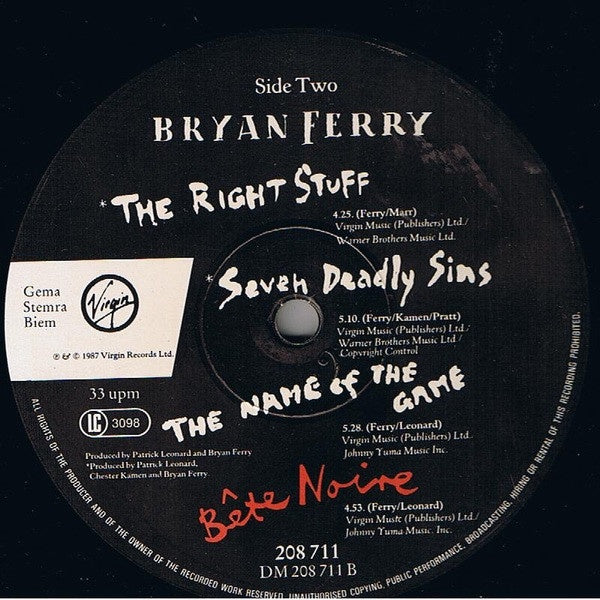 BRYAN FERRY - BETE NOIRE | VINILO USADO