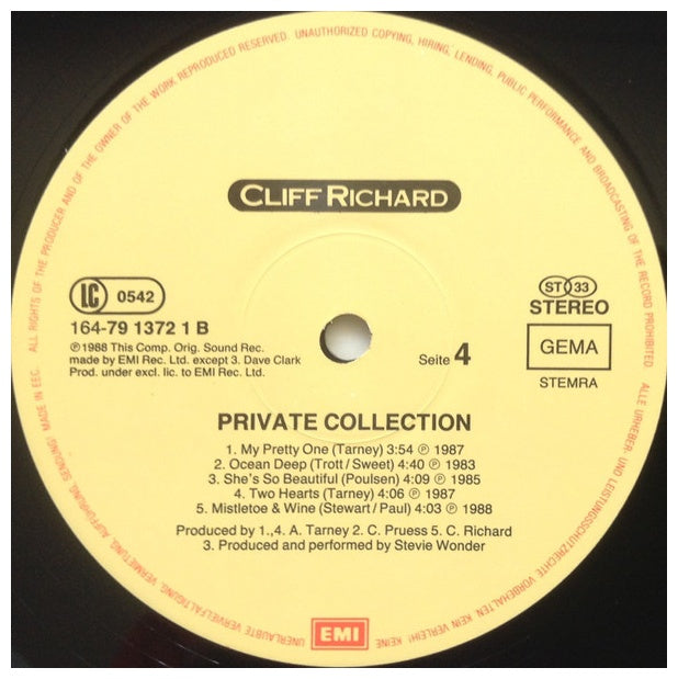 CLIFF RICHARD - PRIVATE COLLECTION | VINILO USADO