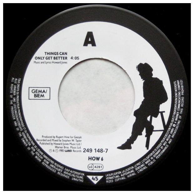 HOWARD JONES - THINGS CAN ONLY GET BETTER | 7" SINGLE VINILO USADO