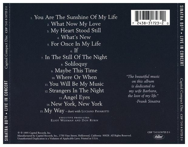 FRANK SINATRA - LIVE IN CONCERT: 80TH | CD USADO