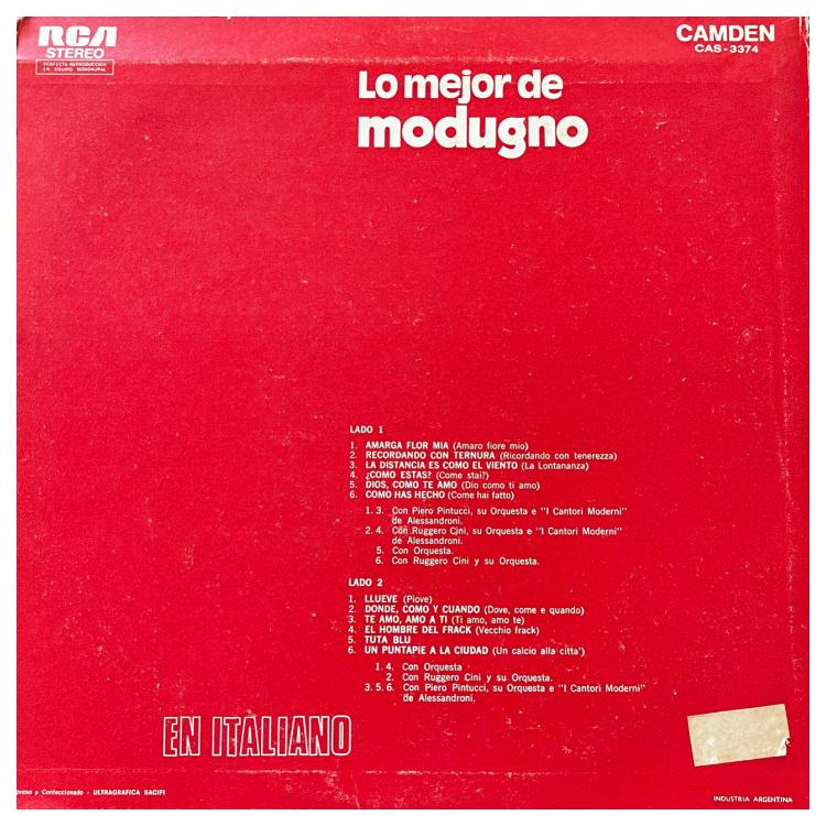 DOMENICO MODUGNO - LO MEJOR EN ITALIANO | VINILO USADO