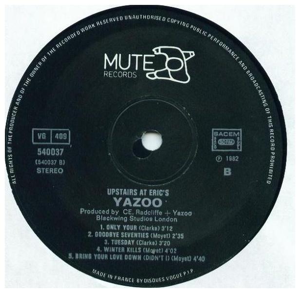 YAZOO - UPSTAIRS AT ERIC S | VINILO USADO