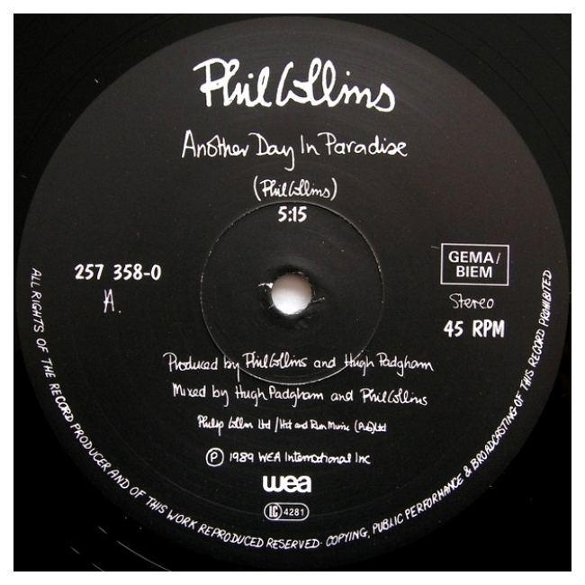 PHIL COLLINS - ANOTHER DAY IN PARADISE | 12" MAXI SINGLE USADO