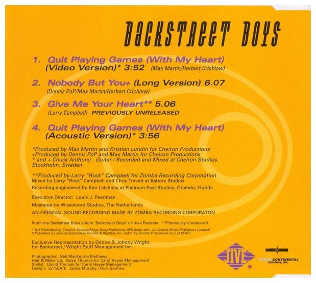 BACKSTREET BOYS - QUIT PLAYING GAMES (WITH MY HEART) | CD SINGLE USADO