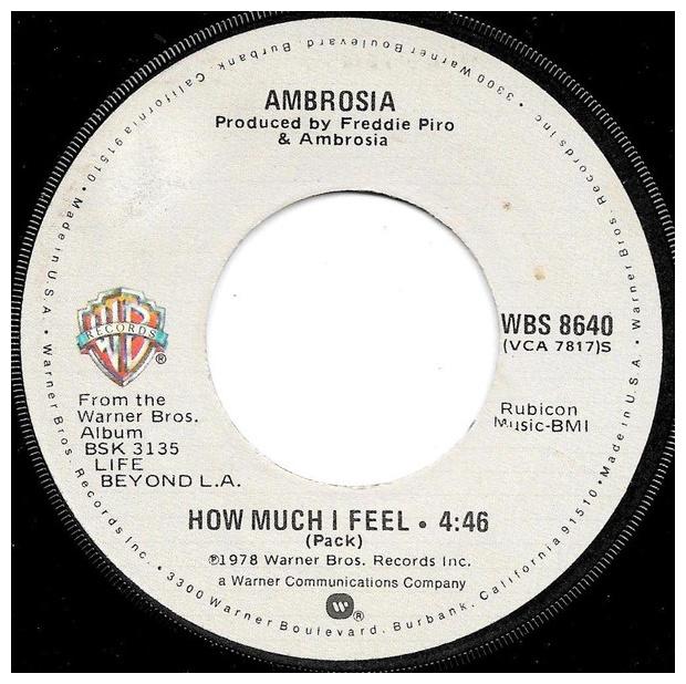 AMBROSIA - HOW MUCH I FEEL | 7" SINGLE USADO
