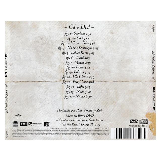 ZOE - MUSICA DE FONDO: UNPLUGGED ON MTV (CD+DVD) | CD