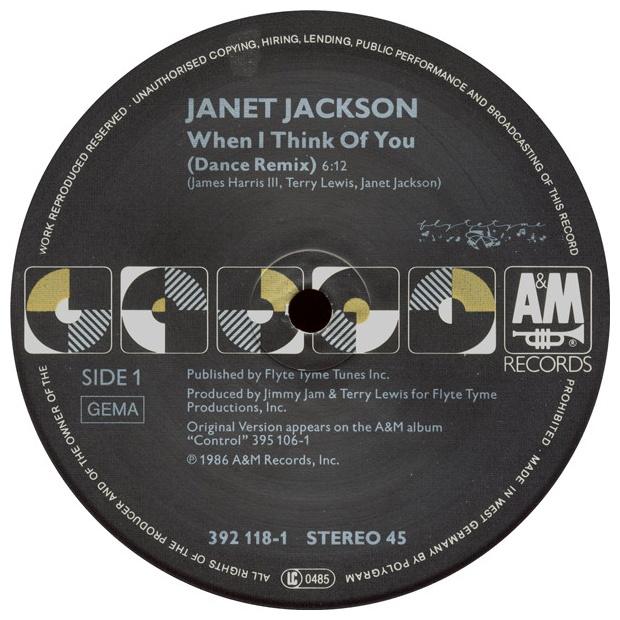 JANET JACKSON - WHEN I THINK OF YOU | 12" MAXI SINGLE USADO