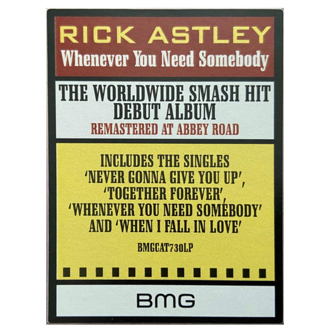 RICK ASTLEY - WHENEVER YOU NEED SOMEBODY (UK) | VINILO