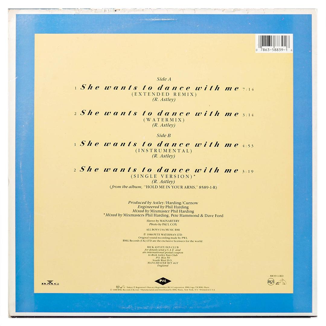 RICK ASTLEY - SHE WANTS TO DANCE WITH ME | 12" MAXI SINGLE USADO
