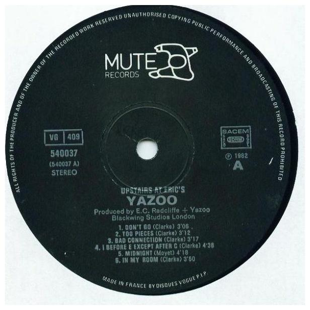 YAZOO - UPSTAIRS AT ERIC S | VINILO USADO