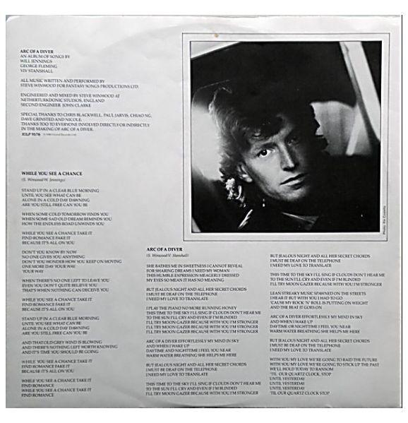 STEVE WINWOOD - ARC OF A DIVER | VINILO USADO