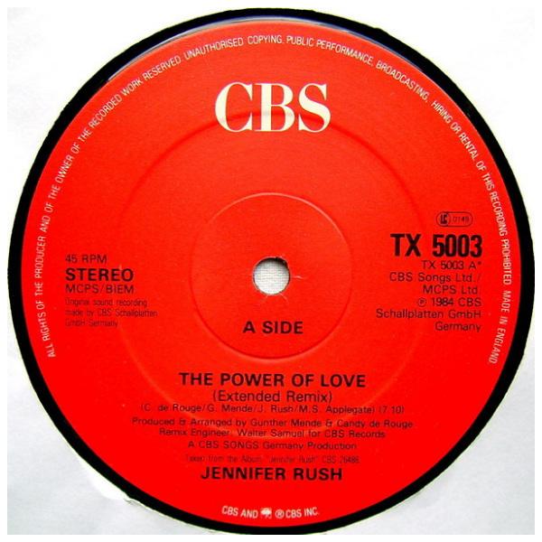 JENNIFER RUSH - THE POWER OF LOVE (EXTENDED REMIX) | 12" MAXI SINGLE USADO
