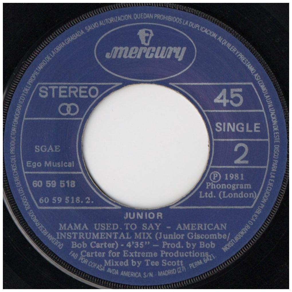 JUNIOR - MAMMA USED TO SAY | 7" SINGLE USADO