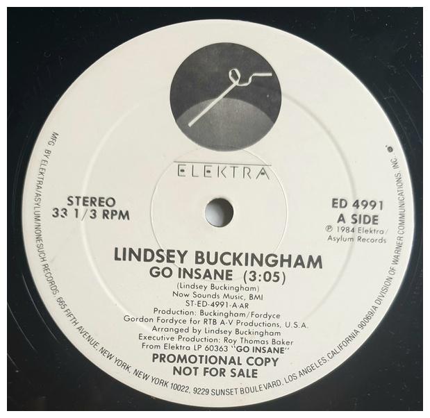 LINDSEY BUCKINGHAM - GO INSANE (PROMO) | 12" MAXI SINGLE USADO
