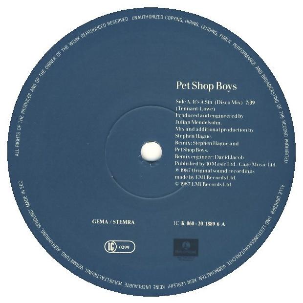 PET SHOP BOYS - IT S A SIN | 12" MAXI SINGLE USADO