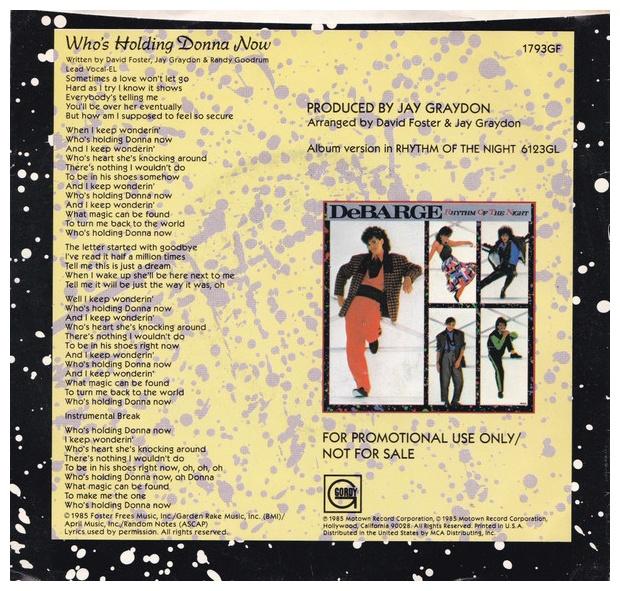 DEBARGE - WHO S HOLDING DONNA NOW | 7" SINGLE USADO
