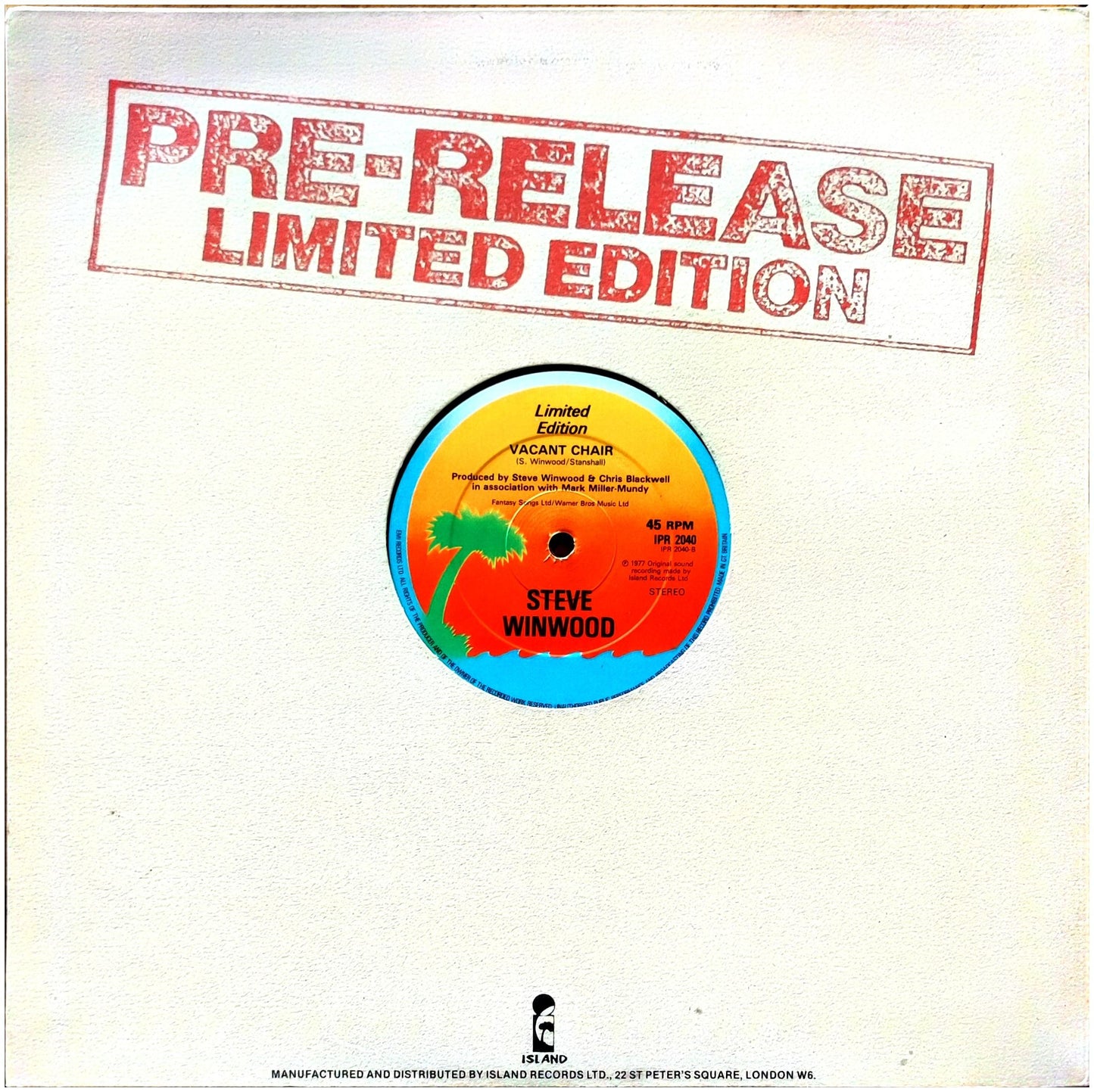 STEVE WINWOOD - WHILE YOU SEE A CHANCE | 12" MAXI SINGLE USADO