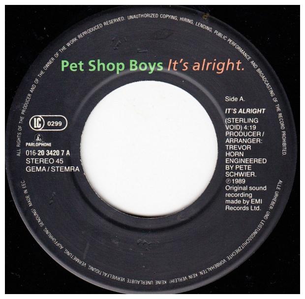 PET SHOP BOYS - IT S ALRIGHT | 7 SINGLE VINILO USADO