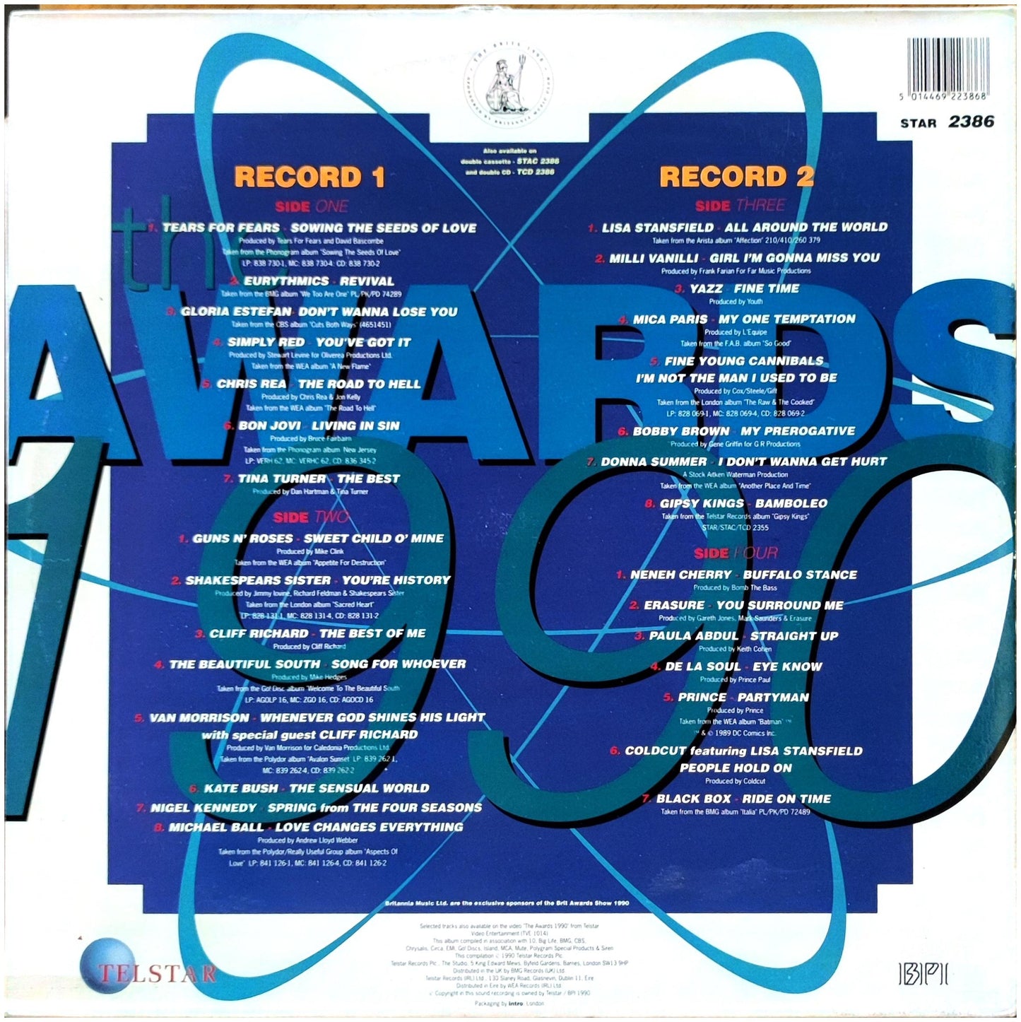 BRIT AWARDS 1990 - OFFICIAL BRIT AWARDS 1990 | VINILO USADO