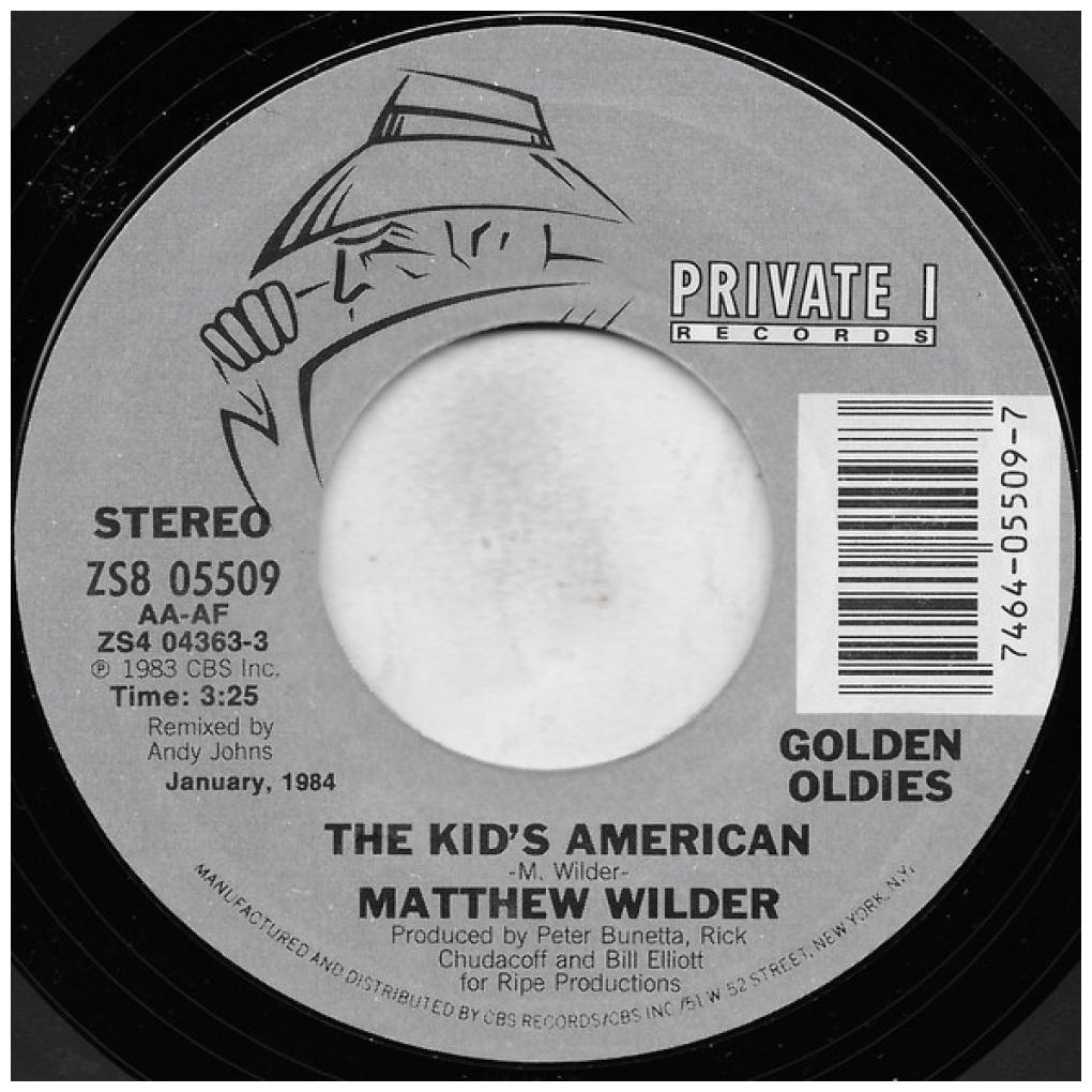 MATHEW WILDER - BREAK MY STRIDE/THE KIDS AMERICAN | 7" SINGLE USADO