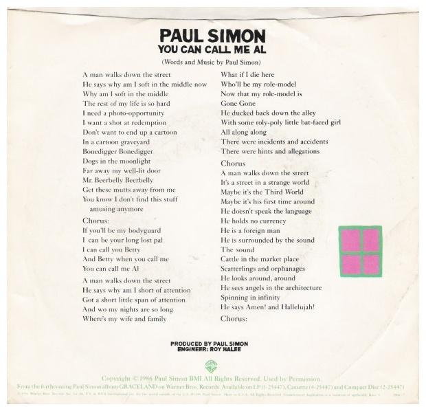 PAUL SIMON - YOU CAN CALL ME AL | 7" SINGLE VINILO USADO