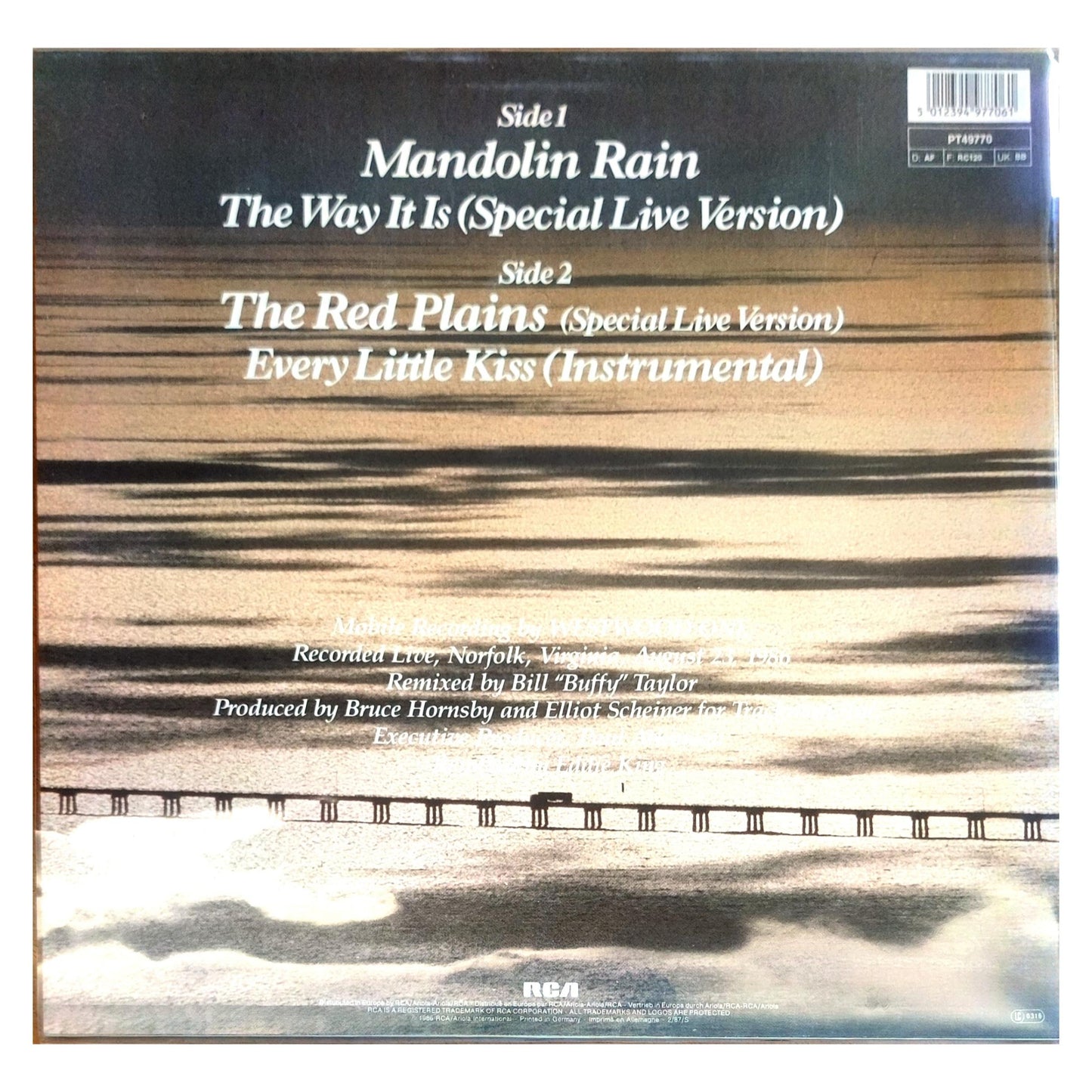 BRUCE HORNSBY AND THE RANGE - MANDOLIN RAIN | 12" MAXI SINGLE USADO