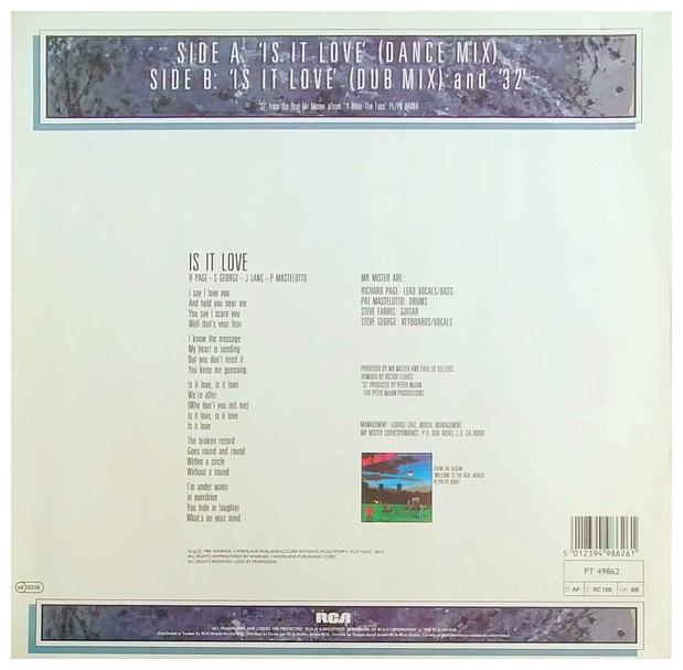 MR. MISTER - IS IT LOVE | 12" MAXI SINGLE USADO