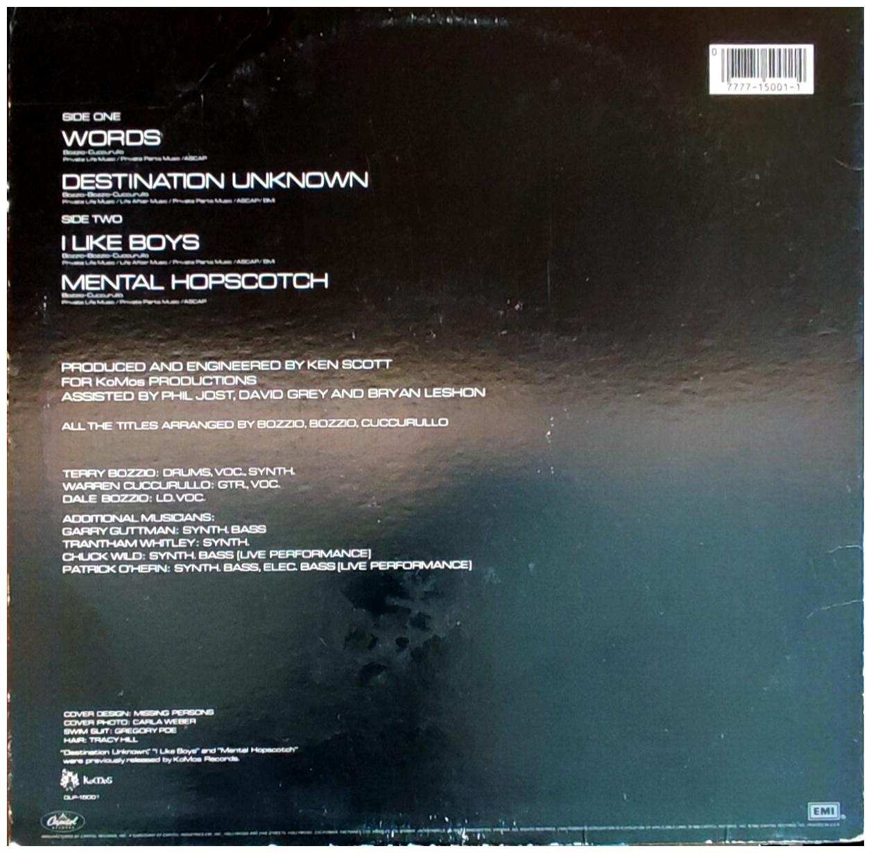 MISSING PERSONS - WORDS/DESTINATION UNKNOWN | VINILO USADO
