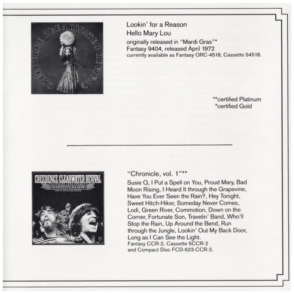 CREEDENCE CLEARWATER REVIVAL - CHRONICLE: 20 GREATEST HITS VOL. 2" | CD