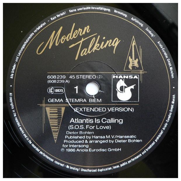 MODERN TALKING - ATLANTIS IS CALLING (S.O.S. FOR LOVE) | 12" MAXI SINGLE USADO
