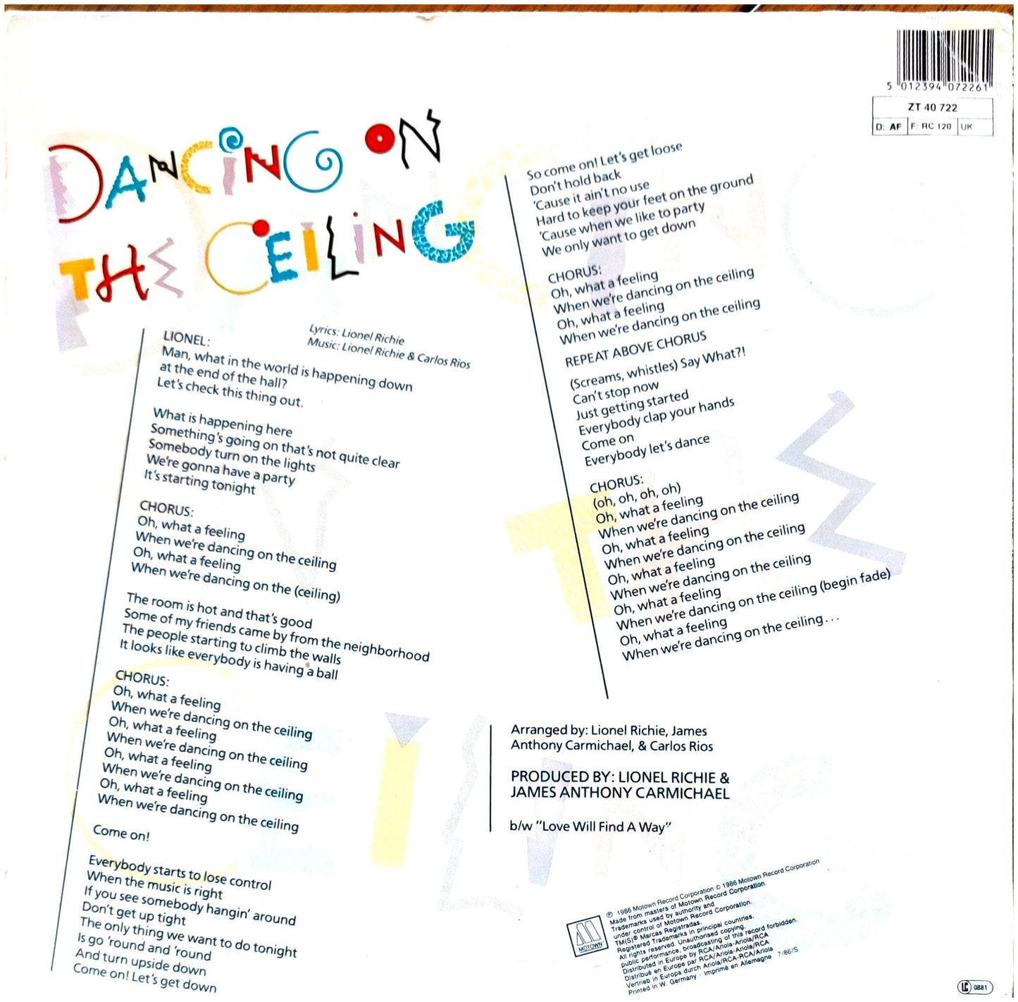 LIONEL RICHIE - DANCING ON THE CEILING | 12" MAXI SINGLE USADO
