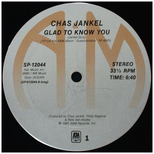 CHAS JANKEL - GLAD TO KNOW YOU | 12" MAXI SINGLE VINILO USADO