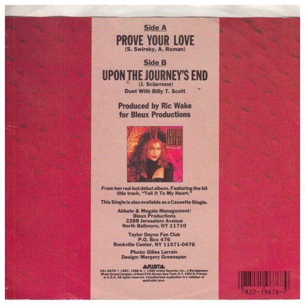 TAYLOR DAYNE - PROVE YOUR LOVE | 7" SINGLE VINILO USADO