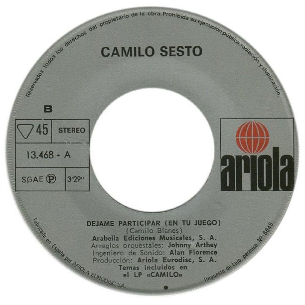 CAMILO SESTO - ¿QUIERES SER MI AMANTE?/DÉJAME PARTICIPAR (EN TU JUEGO) | 7" SINGLE USADO