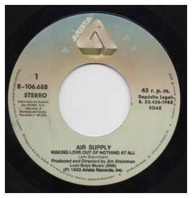 AIR SUPPLY - MAKING LOVE OUT OF NOTHING AT ALL | 7" SINGLE VINILO USADO