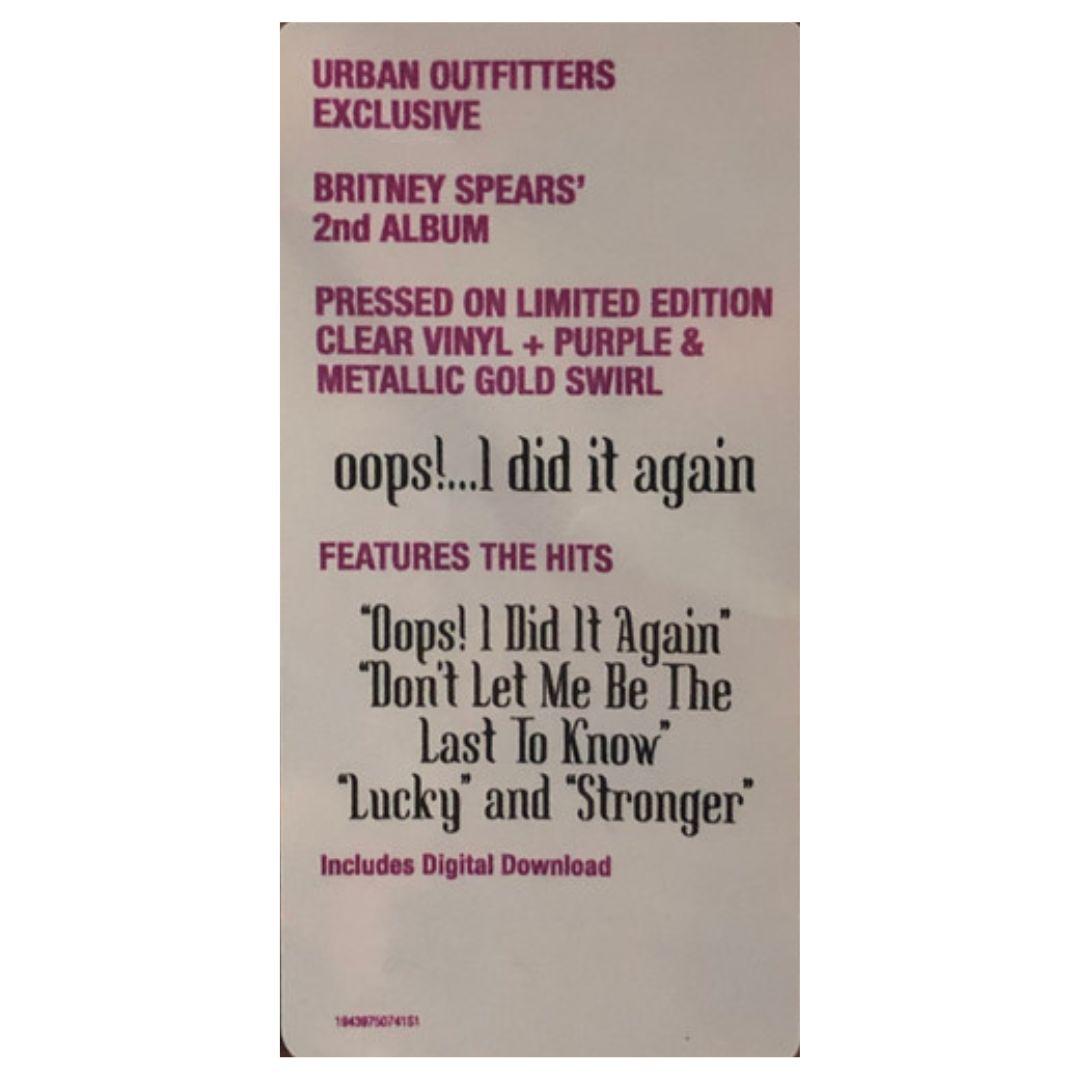 BRITNEY SPEARS - OOPS I DID IT AGAIN (PICTURE DISC) | VINILO