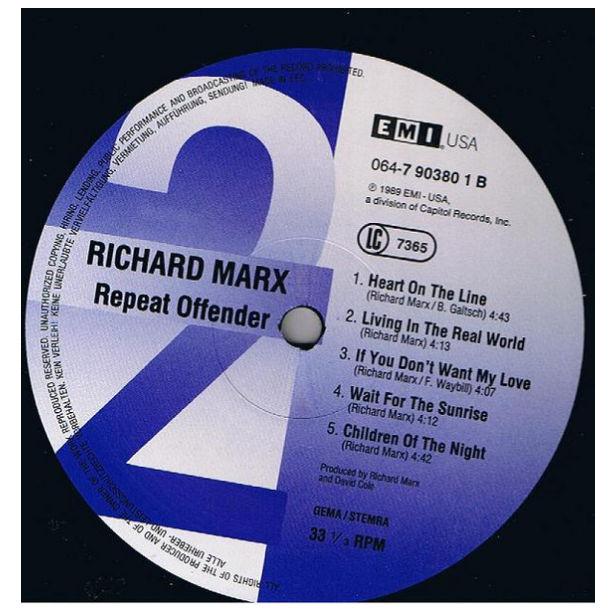 RICHARD MARX - REPEAT OFFENDER | VINILO USADO