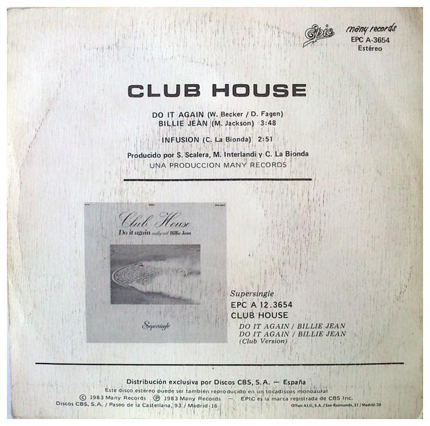 CLUB HOUSE - DO IT AGAIN (MEDLEY WITH BILLIE JEAN) | 7" SINGLE VINILO USADO