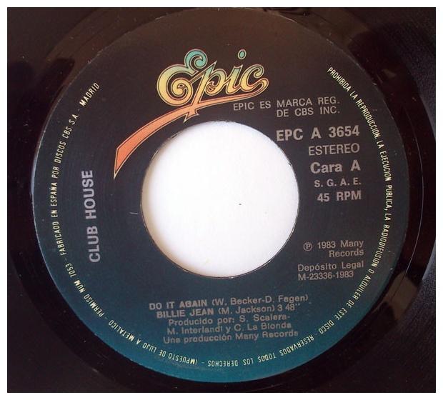CLUB HOUSE - DO IT AGAIN (MEDLEY WITH BILLIE JEAN) | 7" SINGLE VINILO USADO
