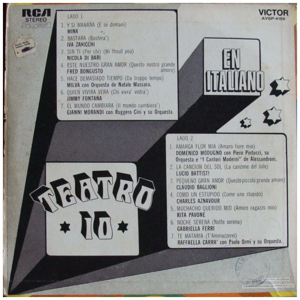 TEATRO 10 - VARIOS ARTISTAS EN ITALIANO | VINILO USADO
