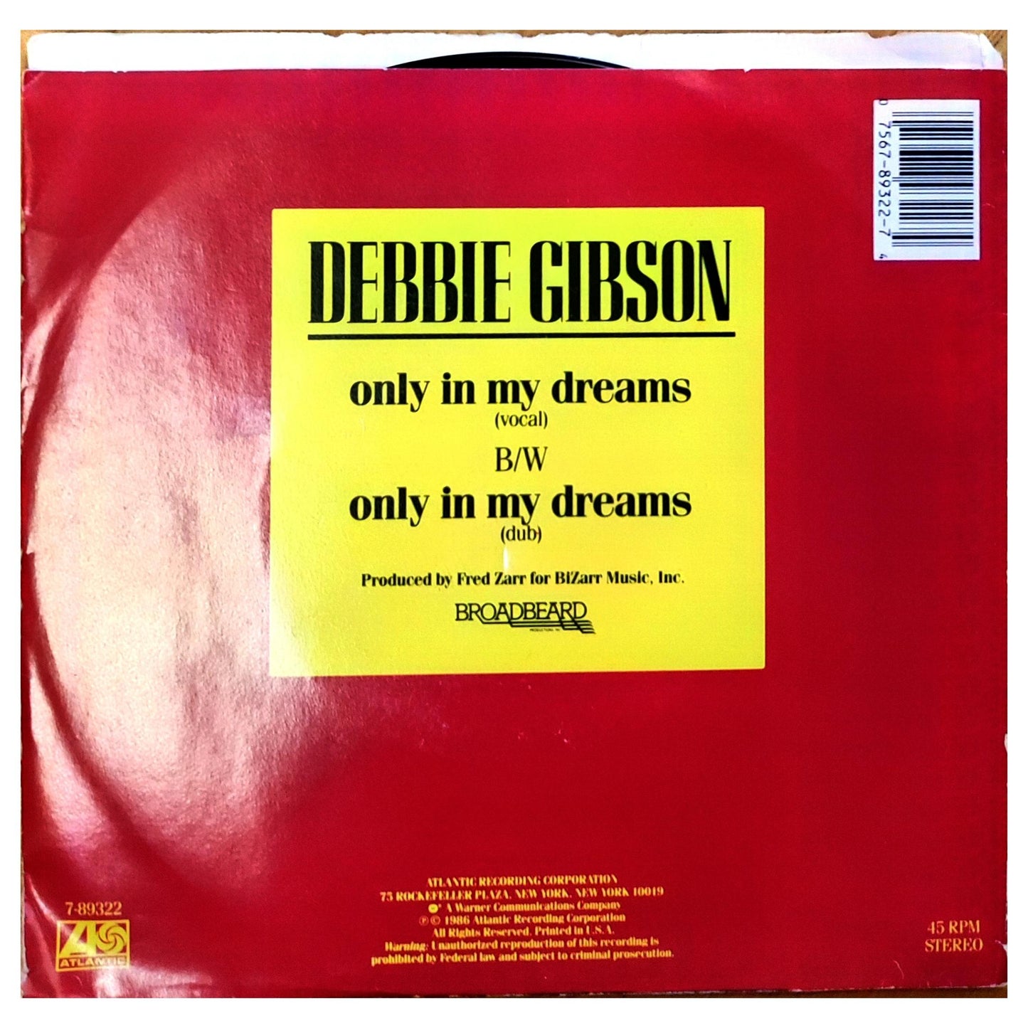 DEBBIE GIBSON - ONLY IN MY DREAMS | 7" SINGLE VINILO USADO