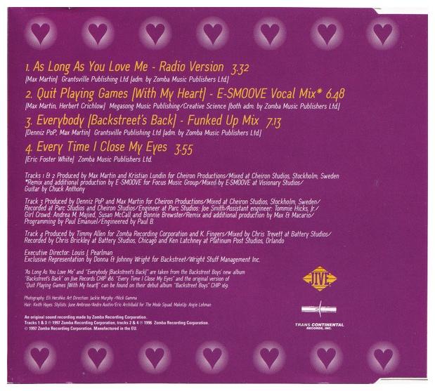 BACKSTREET BOYS - AS LONG AS YOU LOVE ME | CD SINGLE USADO