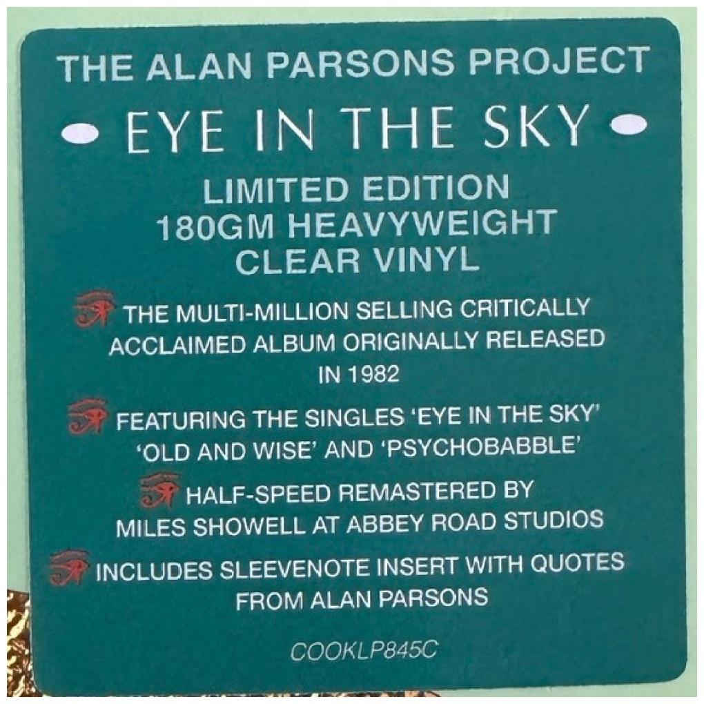 ALAN PARSONS PROJECT - EYE IN THE SKY (HALF-SPEED REMASTER) (CLEAR VINYL) | VINILO